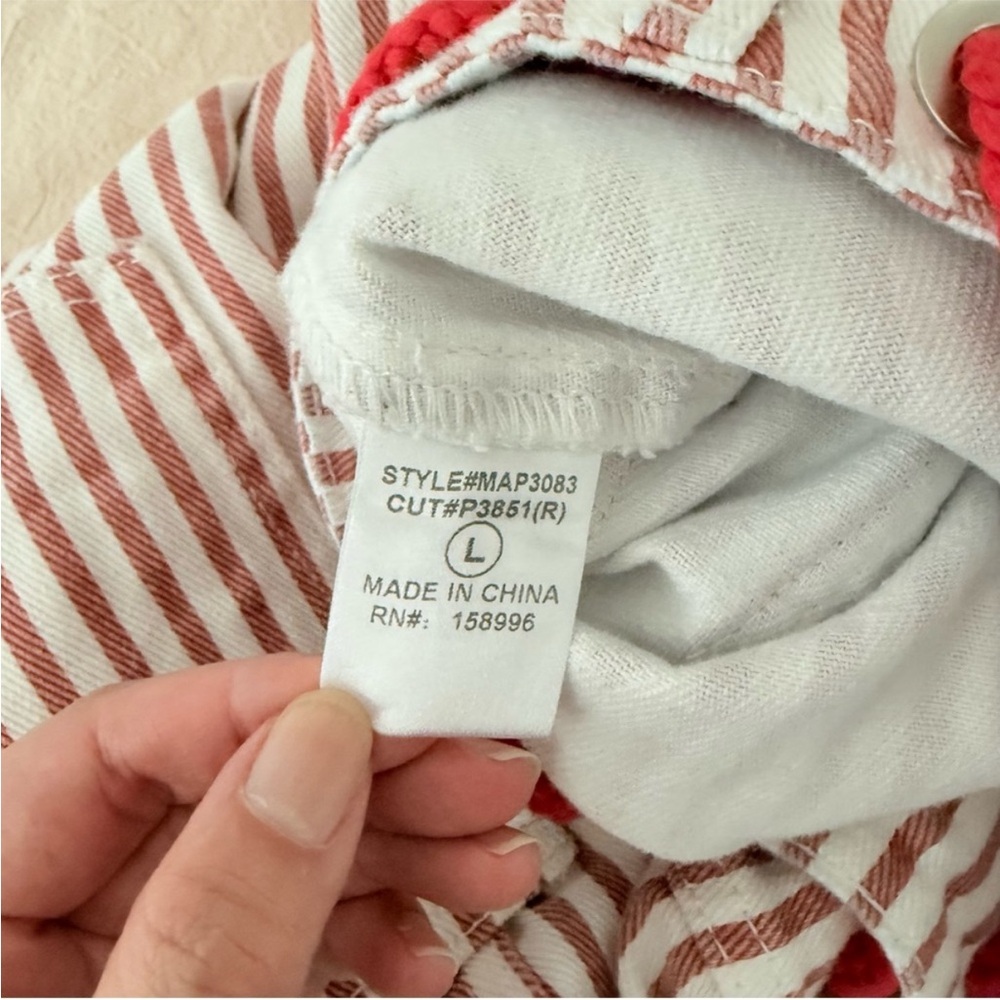 Aaron & Amber Rust Stripe Eyelet Drawstring Rope Waist Tie Barrel Jeans Large - Picture 12 of 13